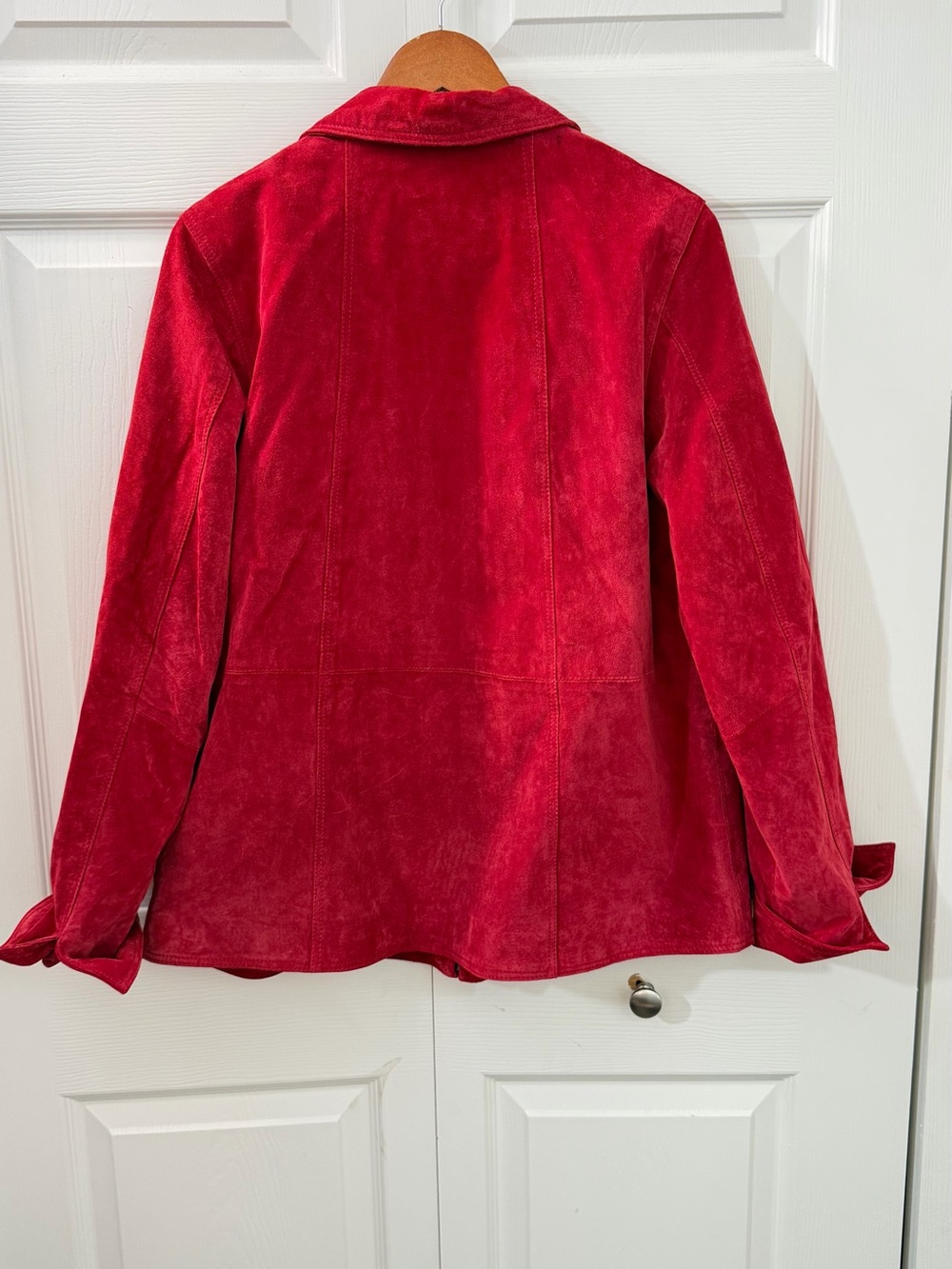 Coldwater Creek Deep Red Suede Leather Jacket Womens Large Zip Front Coat - Picture 2 of 8